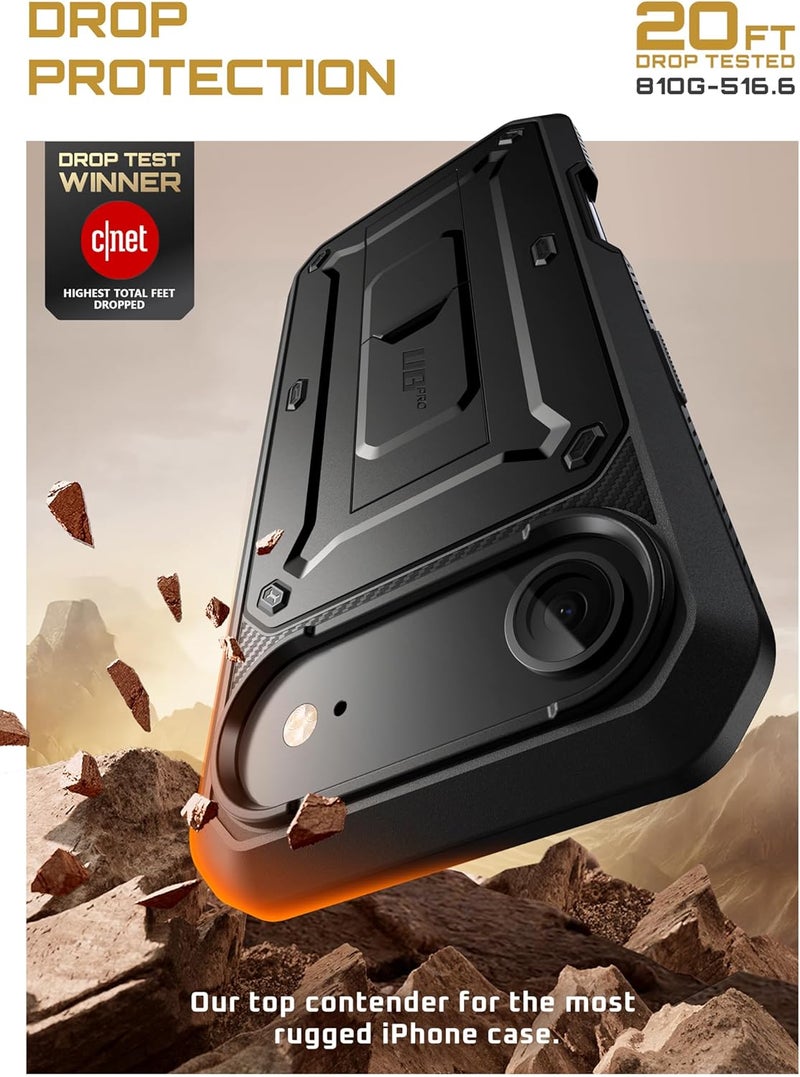 SupCase for iPhone Air Case with Camera Control Button (Unicorn Beetle Pro), [Built-in Kickstand & Screen Protector] [Military-Grade Protection] Heavy Duty Rugged Phone Case for iPhone 17 Air, Black - Image 3